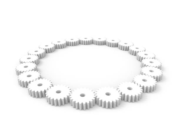 Mechanism of gears on a white background, put the pieces of the puzzle. Business concept idea, teamwork. cooperation, innovation, strategy
