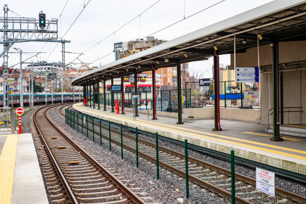 Istanbul, Turkey - February 18, 2024: Marmaray Bostanci Train Station in Istanbul, Turkey.