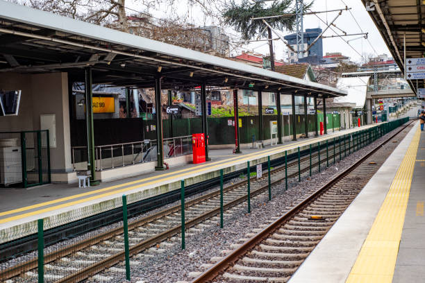 Istanbul, Turkey - February 18, 2024: Marmaray Bostanci Train Station in Istanbul, Turkey.