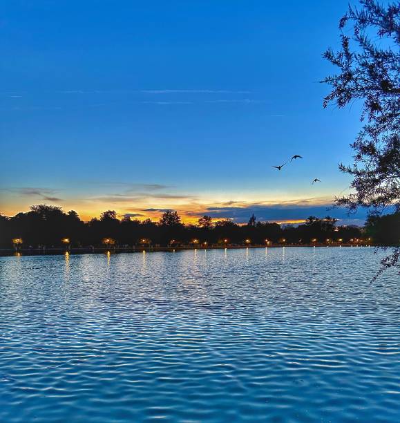 istock Sunset at the El Retiro park pond. Madrid 2152645816