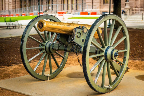 istock Close up bronze antique cannon monument 2152652529