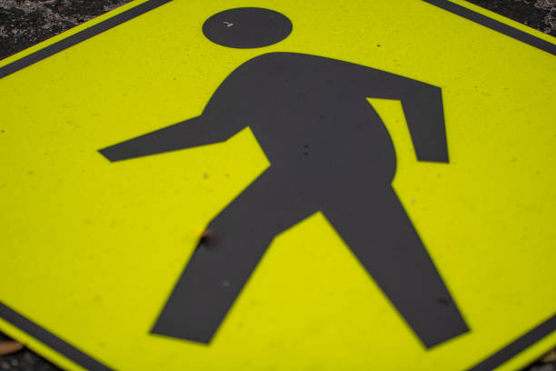 Pedestrian Crossing Sign on the ground