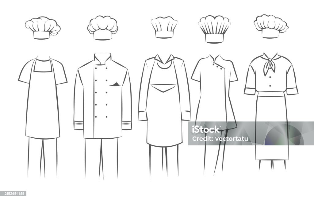 Cook Set Outline Cook Chef Outline Clothes Set Stock Illustration - Download Image Now ...