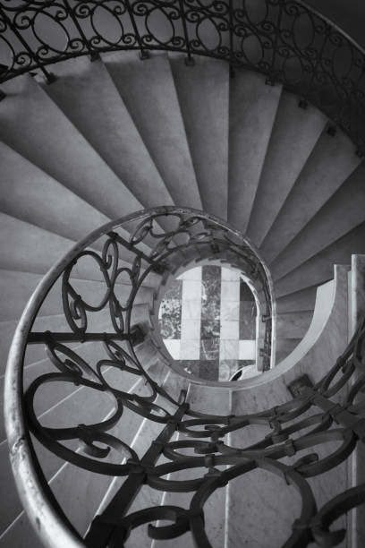 High angle view of the spiral staircase