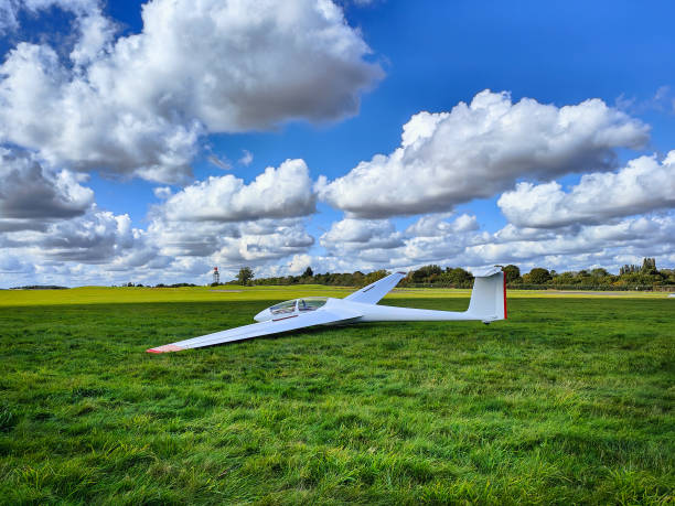 istock A modern glider ready to fly from a grass airfield. Sailplane under a blue cloudy sky. Aviation hobby and sport 2152656057