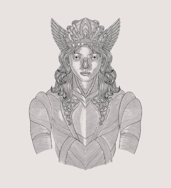 istock Young asian king portrait with crown. Vintage engraving drawing style illustration 2152656683