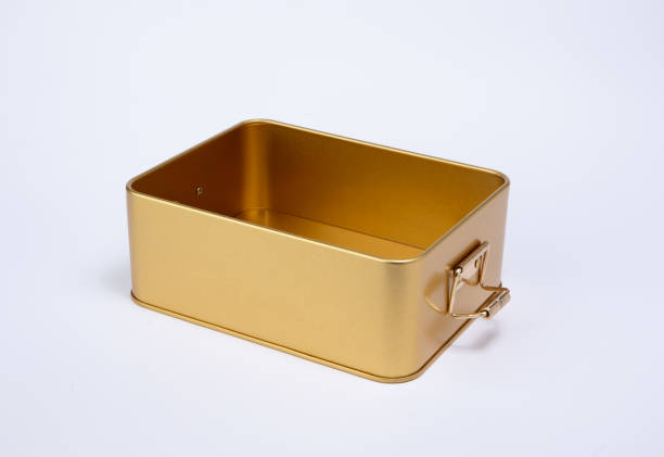 istock Metal gold container box isolated on white background 2152663466