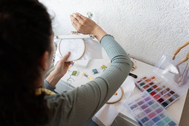 istock Dedicated Young Artist Sewing Beautiful Embroidery Designs 2152666311