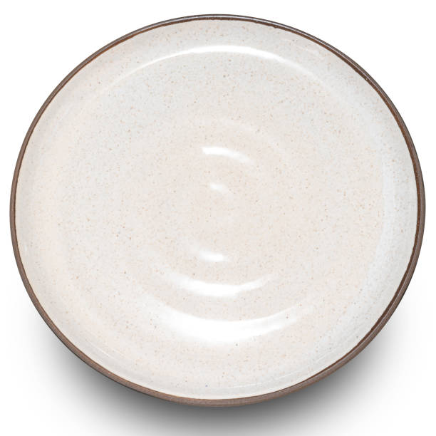 istock Brown circle ceramics plate isolated on white background. 2152667686