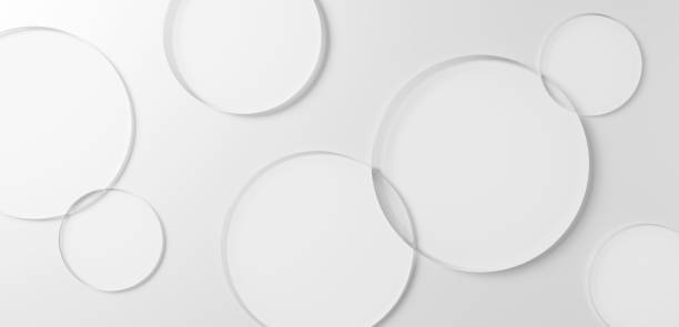 istock 3D Illustration.Background material with several circular glasses on white background. Overhead view.Copy space. (horizontal) 2152671941