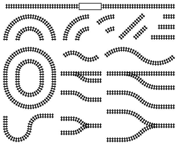 illustrations, cliparts, dessins animés et icônes de vector illustration set of railroad-like marks of various shapes - passage à niveau