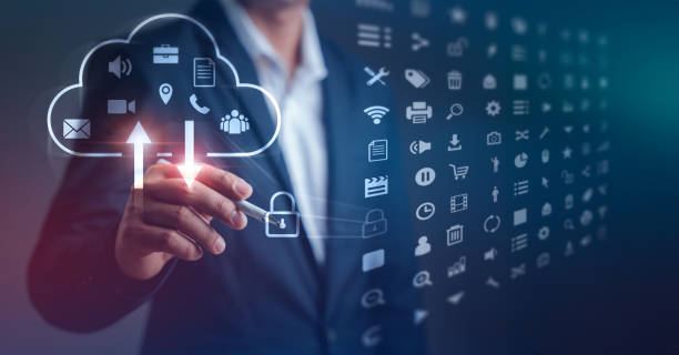 istock Businessman working with cloud technology with cybersecurity data protection system. People choose cloud computing services to upload and store document files of various sizes 2152680306