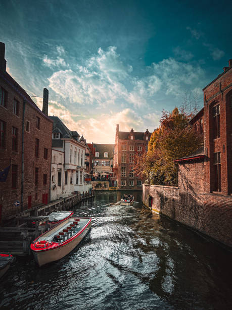 istock Boats on Canal Belgium 2152684586