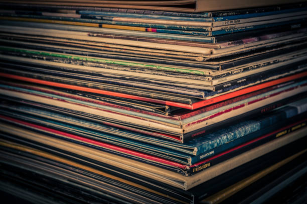 istock Vintage vinyl records on a grunge background. Toned. 2152691632