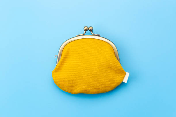 istock Coin purse on a blue background. 2152692669