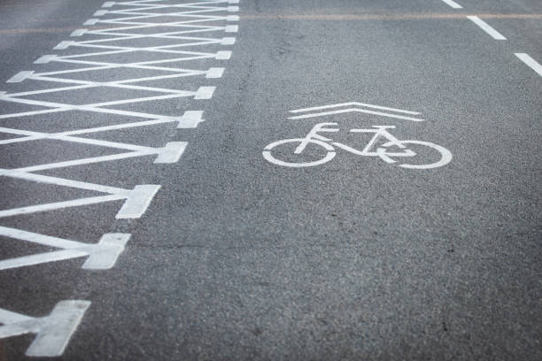 istock Asphalt road for cyclists. Traffic rules and safety 2152697966