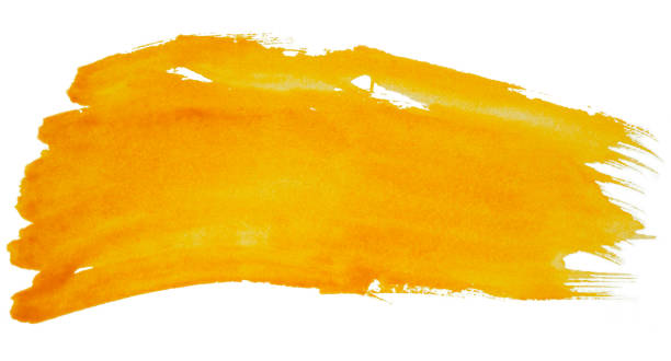 istock Yellow-orange brush stroke paint watercolor. 2152699034