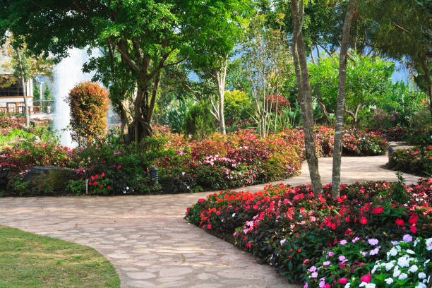 istock Ornamental garden with internal walkway. 2152699062