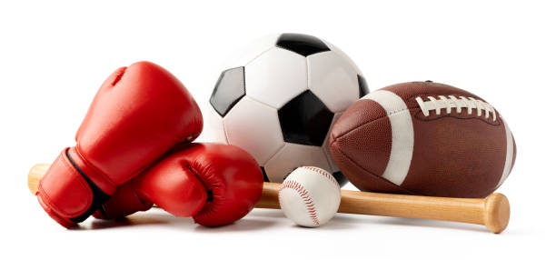 istock Assorted sports equipment isolated on white background 2152699191