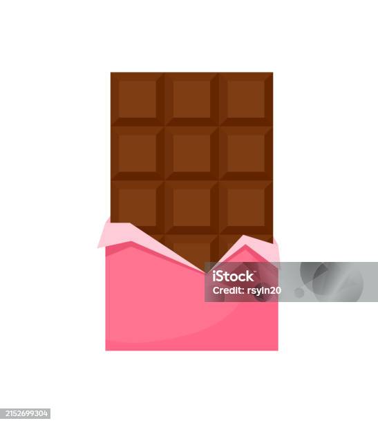 Chocolate Bar With Open Wrapper Vector Illustration Stock Illustration ...