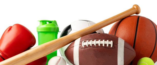 istock Assorted sports equipment isolated on white background 2152699692
