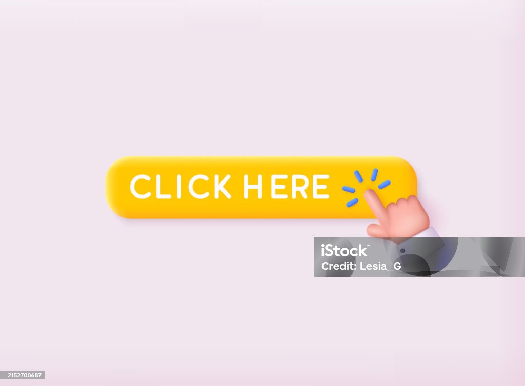 Click Here 3d Button With Hand Pointer Clicking Navigation Search For ...