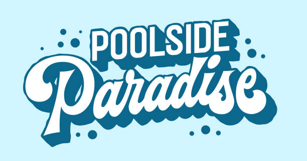 Poolside Paradise, elegant typography conjuring visions of luxurious poolside retreats. The refined lettering design and tranquil hues make it ideal for branding, spa signage, vacation-themed decor