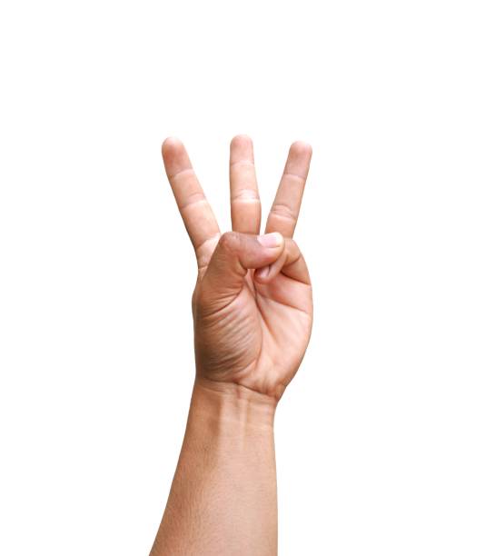 istock A man's hand makes a three-finger gesture, symbolizing the number three.  Isolated on a white background. 2152705441