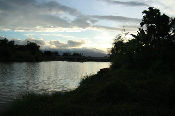 istock Photo of a river flowing at nightfall 2152707209