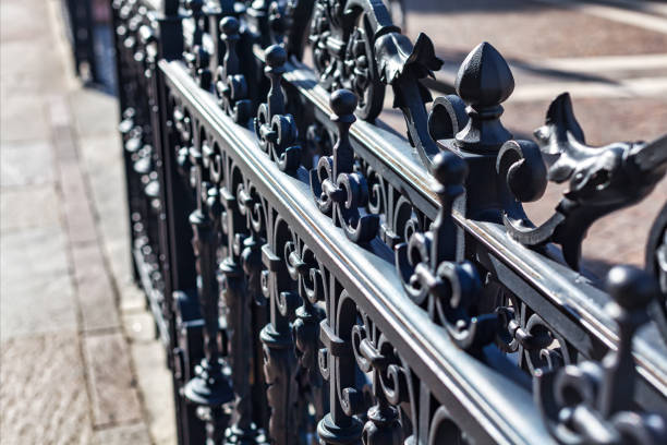 Wrought iron fence on the street in Budapest, Hungary