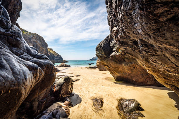Cave view of Kynance Cove in Cornwall