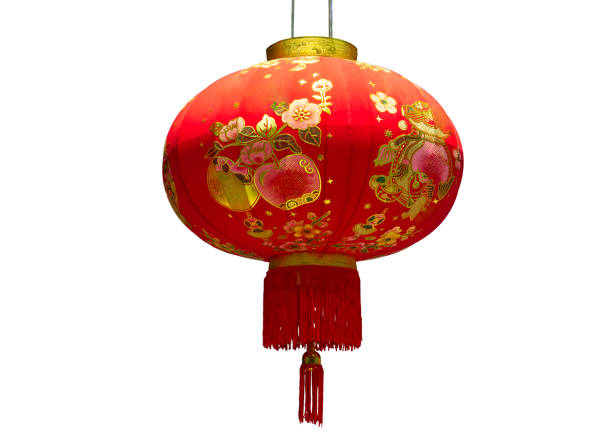istock Red Chinese lanterns isolated on white 2152709129