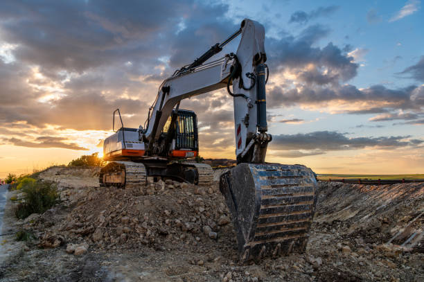 istock Heavy machinery at road construction sites 2152712008