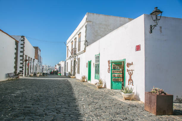 White houses at old town of Teguise, Lanzarote, Canary islands, Spain