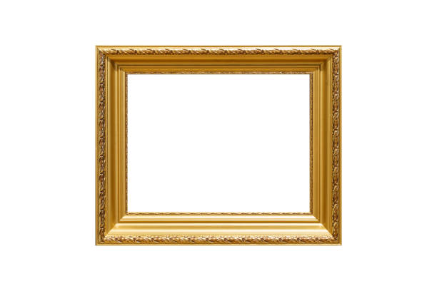 istock Gold frame for a picture in a classic baroque style on a white blank isolated background. 2152716168