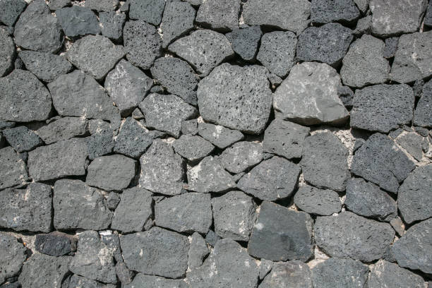 Wall made of bricks of volcanic rocks at Lanzarote, Canary Islands