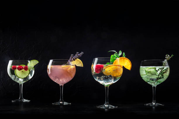 istock Fancy cocktails with fresh fruit. Gin and tonic drinks with ice at a party 2152721601