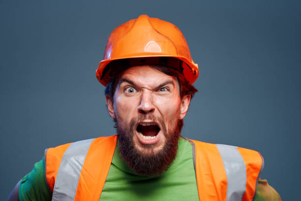 istock Angry worker in construction forum emotions cropped view autumn background 2152722274