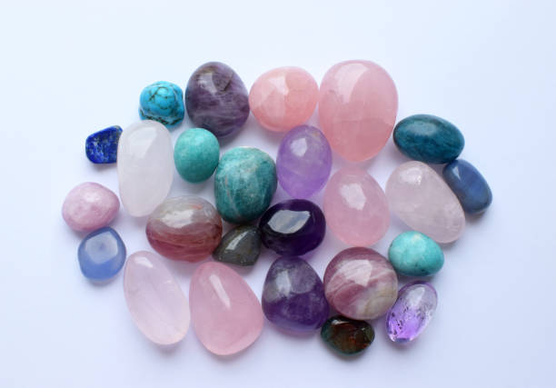 istock Multicolored healing chakra crystals. Real semi-precious stones: rose quartz,  citrine, agate, apatite, kyanite, fluorite. 2152727240