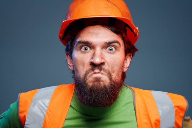istock Angry worker in construction forum emotions cropped view autumn background 2152733919