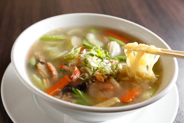 Seafood ramen with thickened sauce