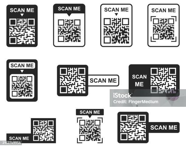 Qr Code Frame Vector Set Stock Illustration - Download Image Now - Bar ...