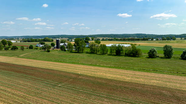 istock A farm with a barn and a pond 2152751328