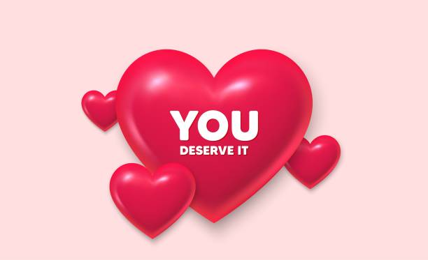 istock You deserve it tag. Special offer sign. 3d hearts banner. Vector 2152751351