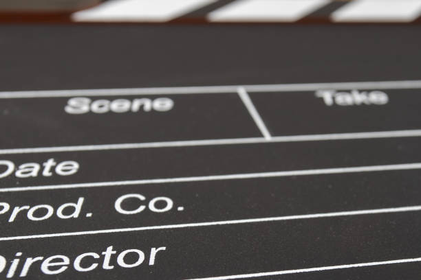 istock Chalkboard cinematography, film industry, director's slate, camera roll. 2152751634