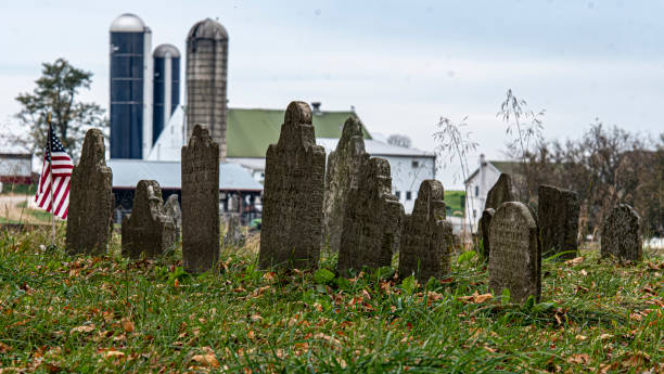 Historic Cemetery Overlooking Rural Farm