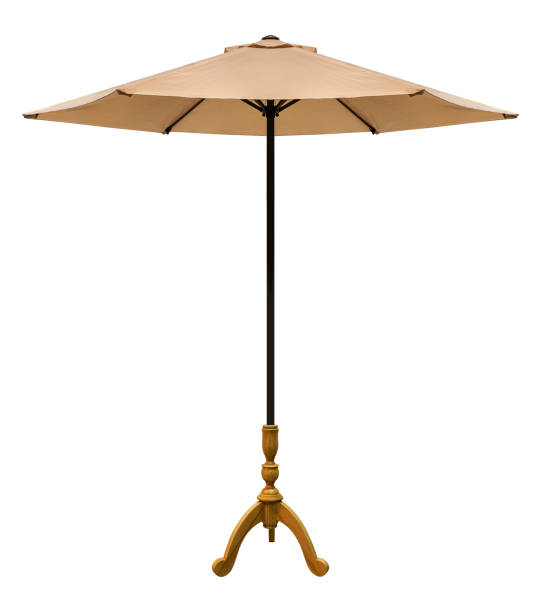 istock Brown beach umbrella with tripod isolated on white background with clipping path 2152753355