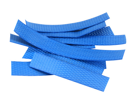 Drawstring Edge Elements Small Piece Of Blue Plastic Line Cut Edge Element Isolated On White ...