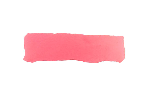 small piece of red paper cut edge element isolated on white background.Clipping path.