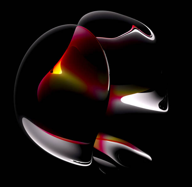 istock 3d render abstract art with surreal glass sphere or ball in deformation transformation process with purple red orange color lines inside on isolated black background 2152757262